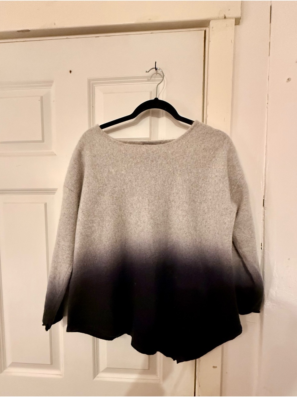 Kate & Mallory Cashmere Gray to Black Ombre Scoop Neck Sweater